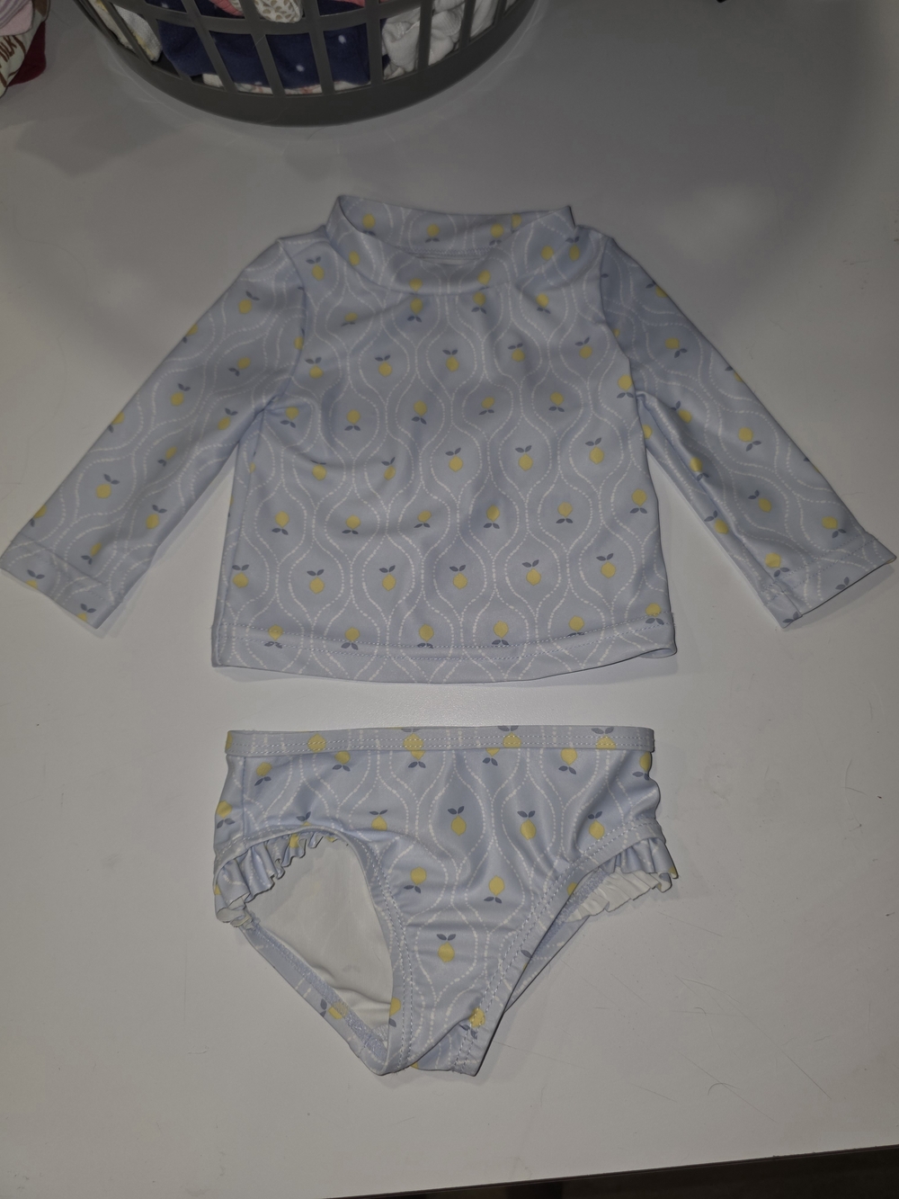 Carter's Light Blue and Yellow Lemon Print Girls' Rashguard Set